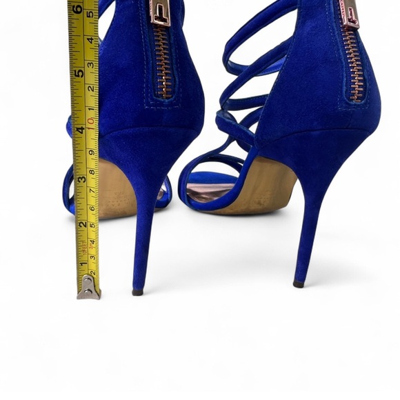 Ted Baker Royal Blue Strappy Heels Fold Bottoms Closed Heel With Zipper 37.5/7.5 - Picture 5 of 8